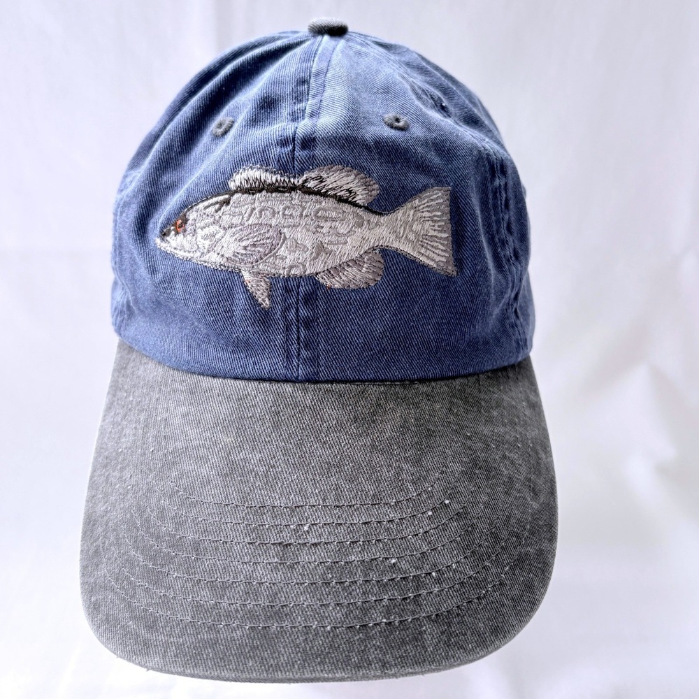 Shack Baits Embroidered Fishing Hat Blue Gray Fish Adjustable Baseball Cap Hat